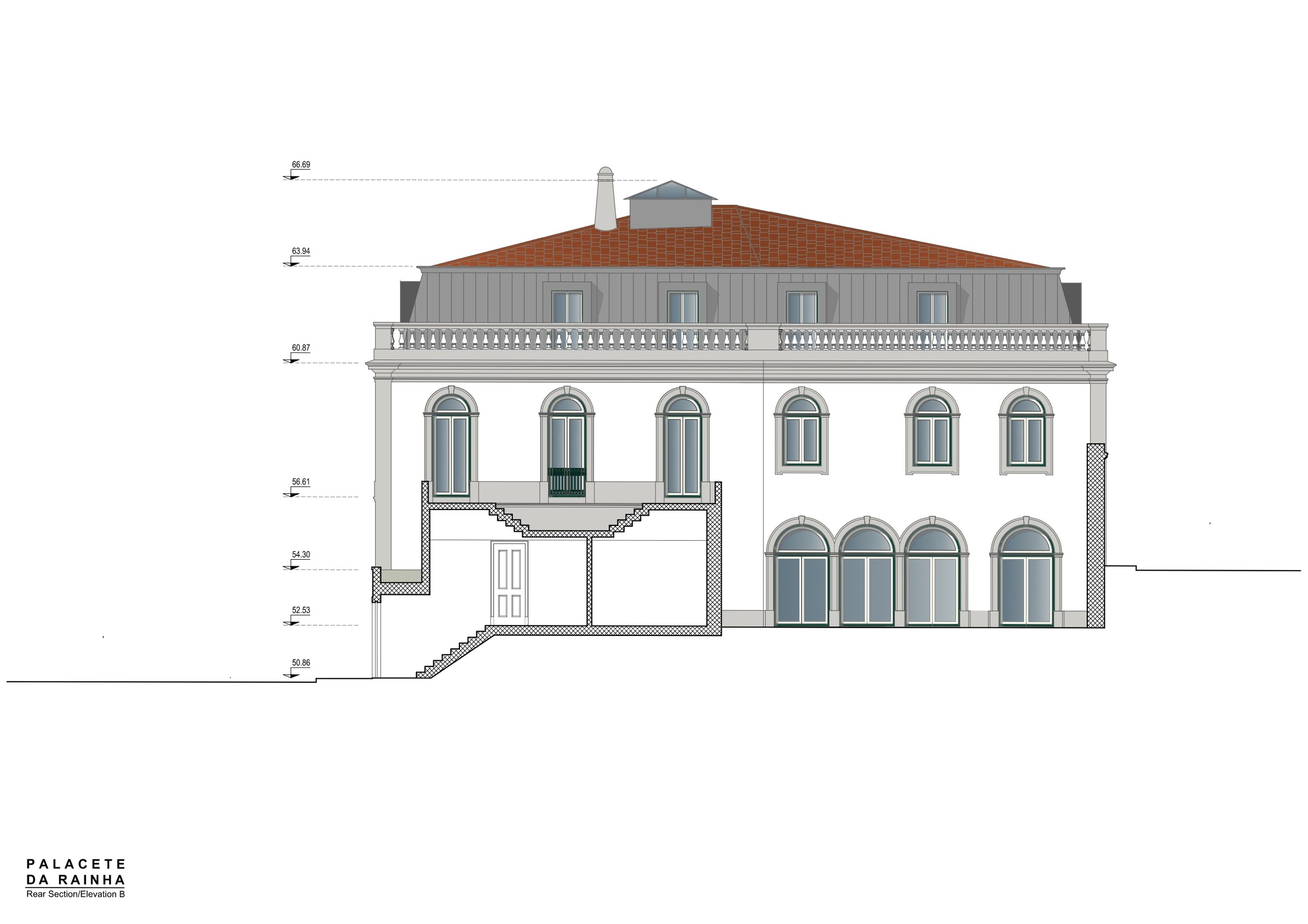 Rear elevation, garden side